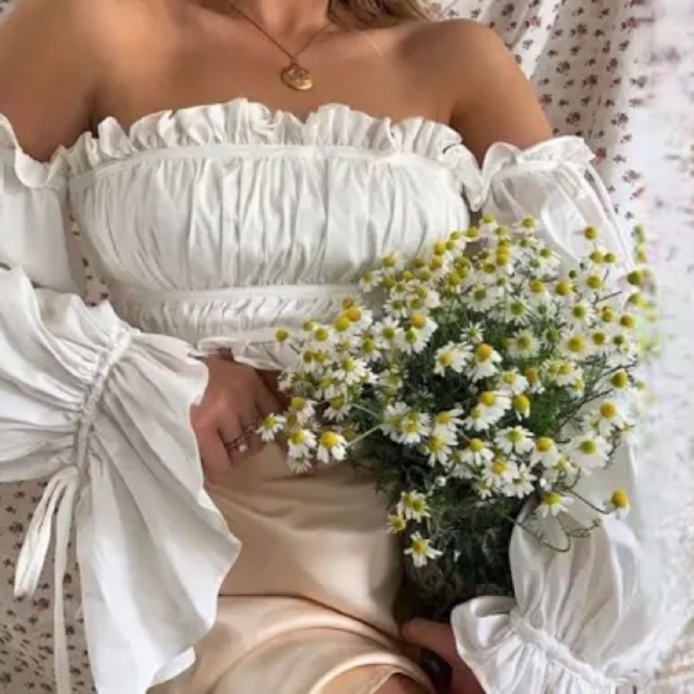 House of CB White Off-Shoulder Crop Top